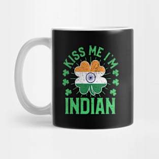 Kiss Me I'M Indian India Flag Shamrock St Patrick'S Day Mug